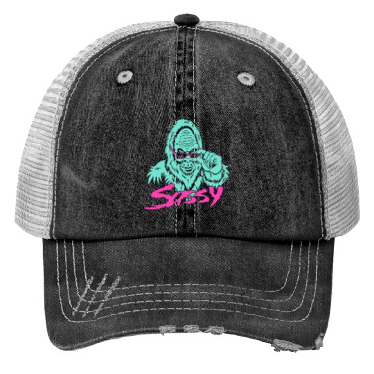 Green Sasquatch Game Trucker Hats