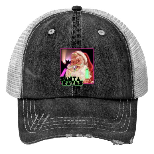 Santa Raves Christmas funny PLUR Raver Saint Nick Trucker Hats