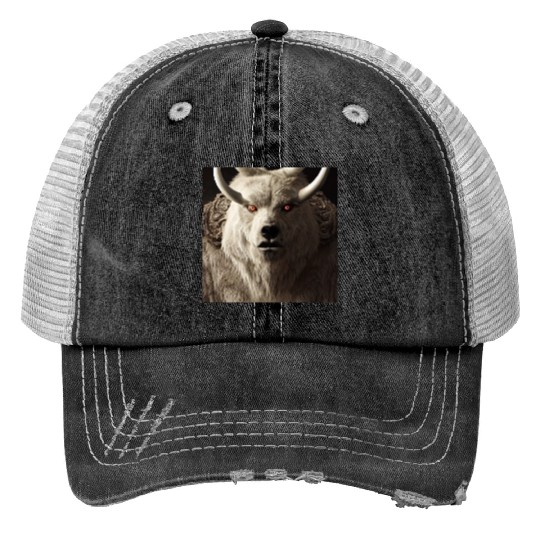 Bear White demon Trucker Hats