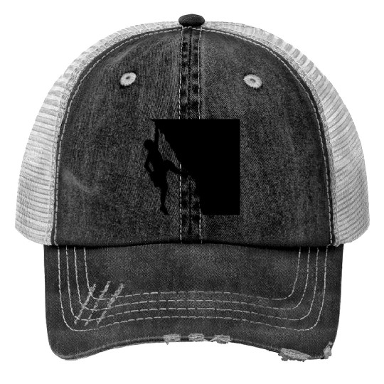 Rock climbing mountaineering silhouette Trucker Hats