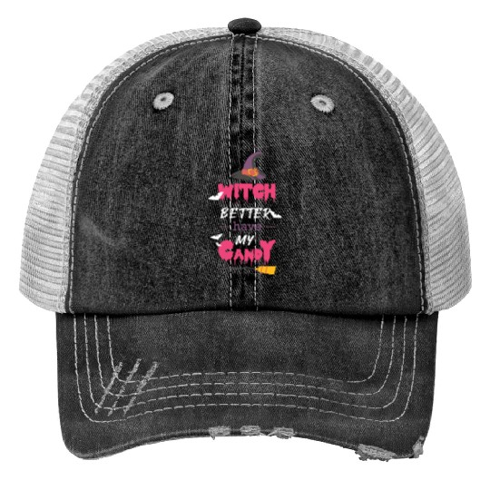 Halloween witch candy Trucker Hats