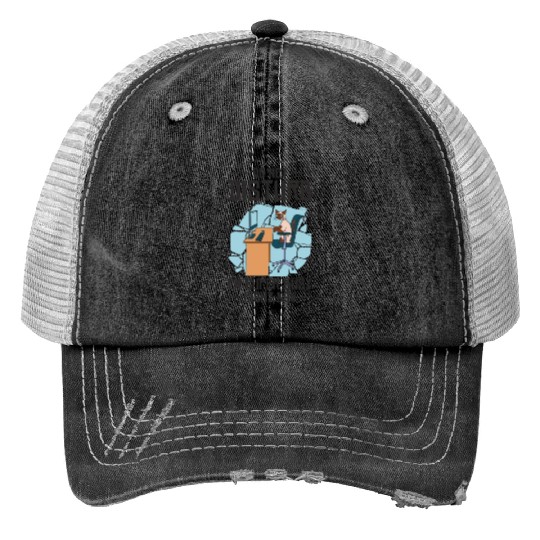 Working Busy Cat Employee Cat Owner Worker Trucker Hats
