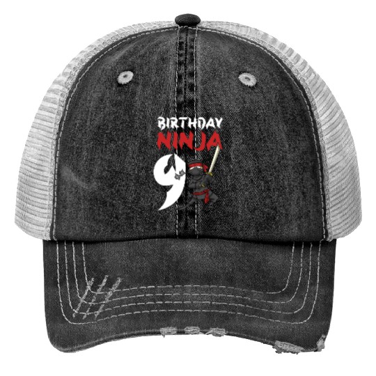 Birthday Party 9 Years Old Japanese Ninja Birthday Trucker Hats