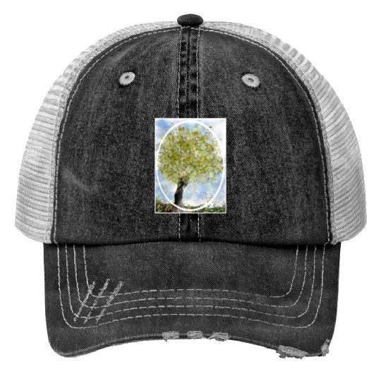 Green Tree Autumn Trucker Hats