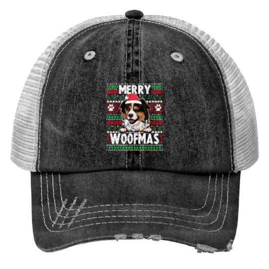 Border Miniature Shepherd Christmas Pajama Trucker Hats