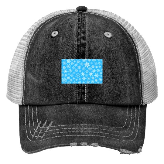 Winter Snowflakes Pattern Blue White Trucker Hats