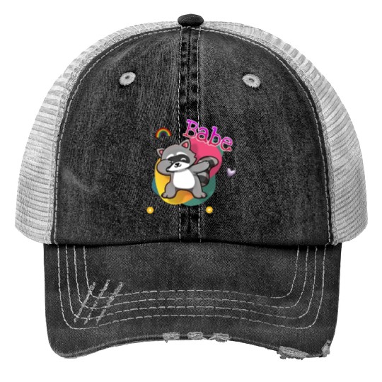baby raccoon Trucker Hats