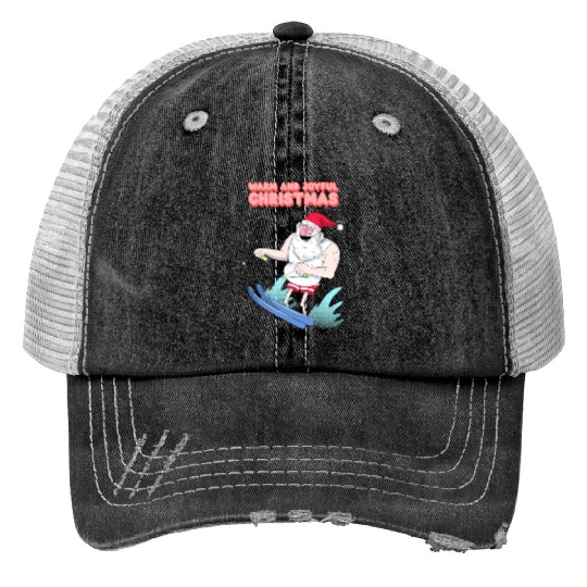 christmas and santa claus having summer fun Trucker Hats