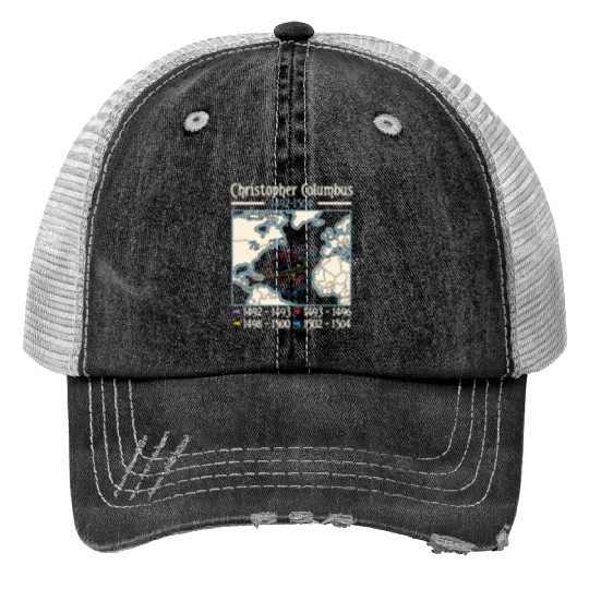 Columbus day america map Christopher Columbus Trucker Hats