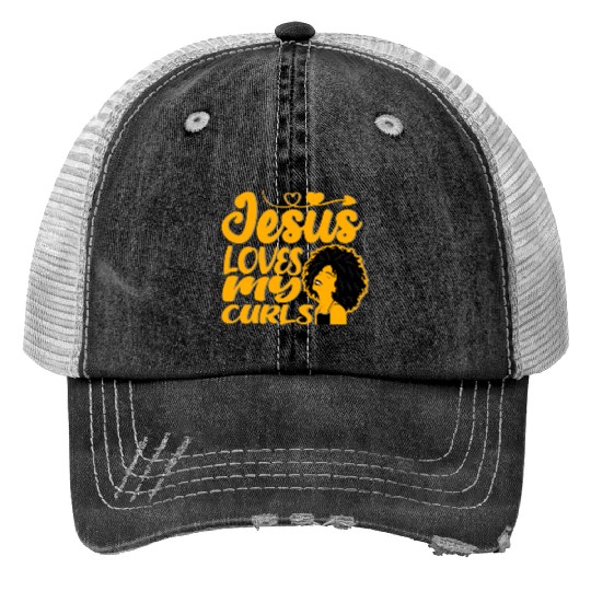 Jesus Loves My Curls Trucker Hats