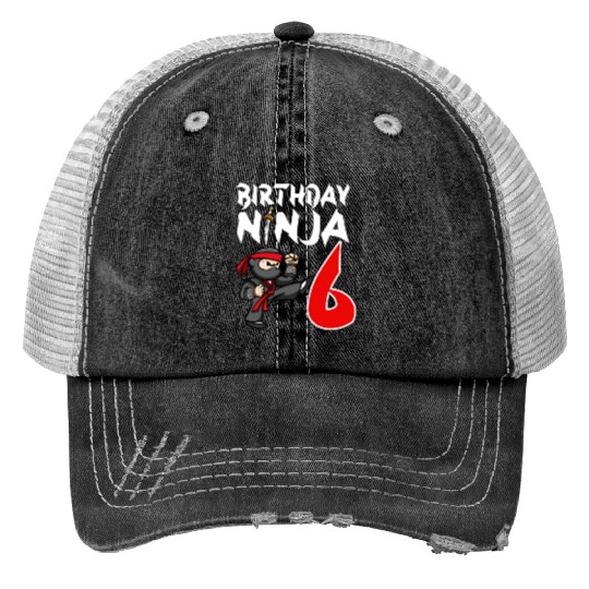 Birthday Party 6 Years Old Japanese Ninja Birthday Trucker Hats