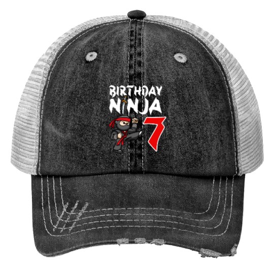 Birthday Party 7 Years Old Japanese Ninja Birthday Trucker Hats