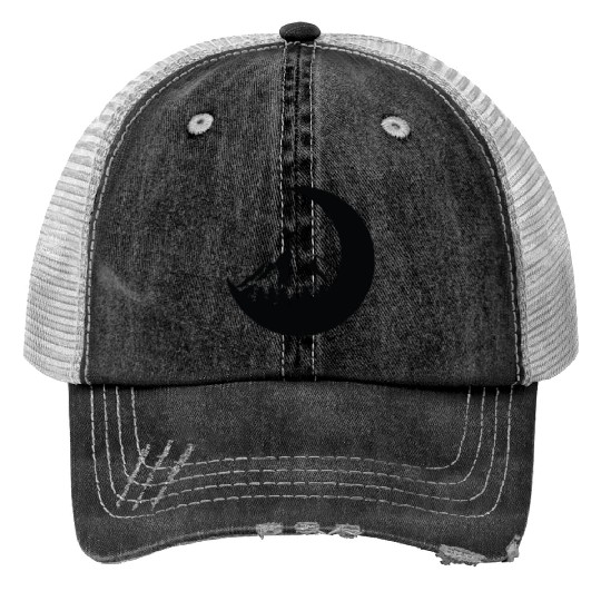 Mountains in the moon Full moon Trucker Hats