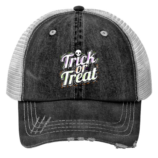 Trick Or Treat Spiderweb Halloween Trucker Hats