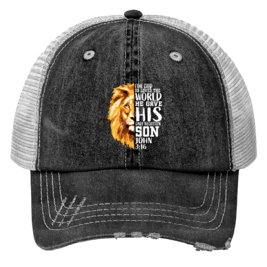 Scripture Worship Faith Lion Bible Verses Sayings Trucker Hats