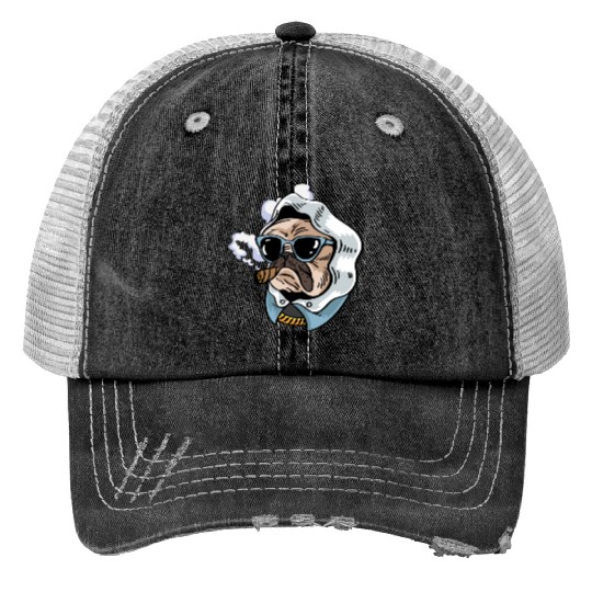 Pug King Smoker Gift Trucker Hats