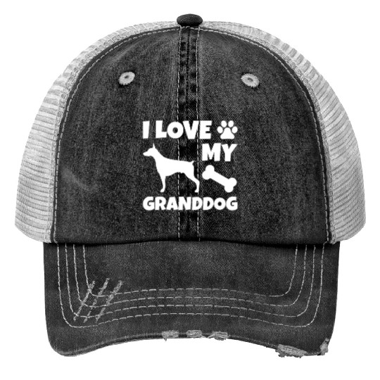 I Love My Granddog Doberman Trucker Hats