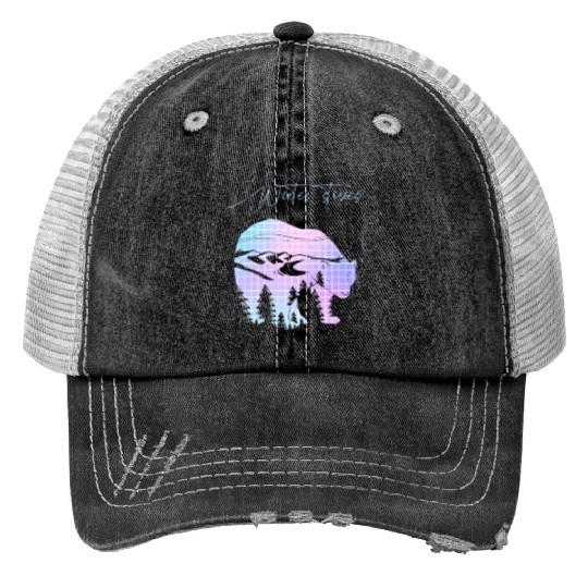 Winter stories Bear Trees Pastel Rainbow Trucker Hats