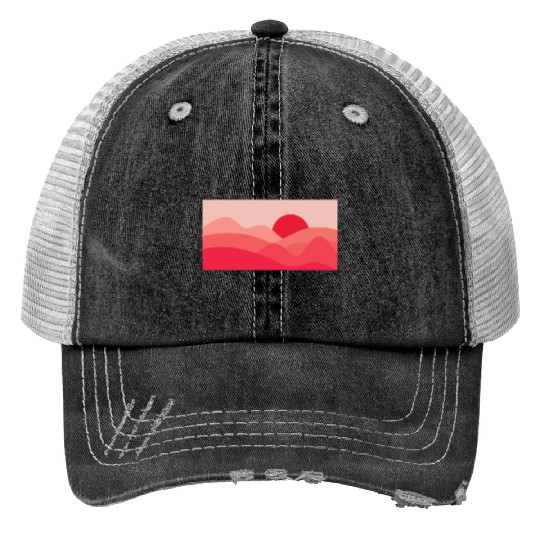 Minimalist Sun Rose Red Trucker Hats