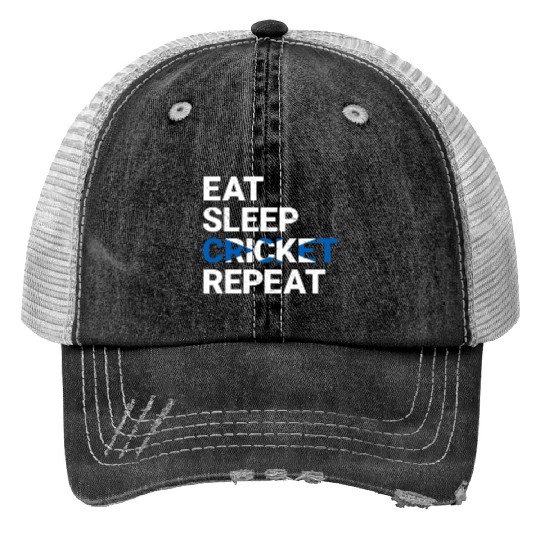 Eat Sleep Cricket Repeat Scotland Flag Sports Gift Trucker Hats