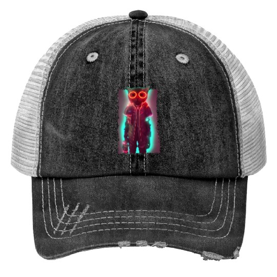 Futuristic Cyberpunk Cat Trucker Hats
