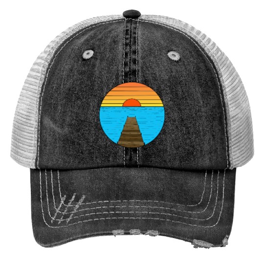 Footbridge sunrise Trucker Hats