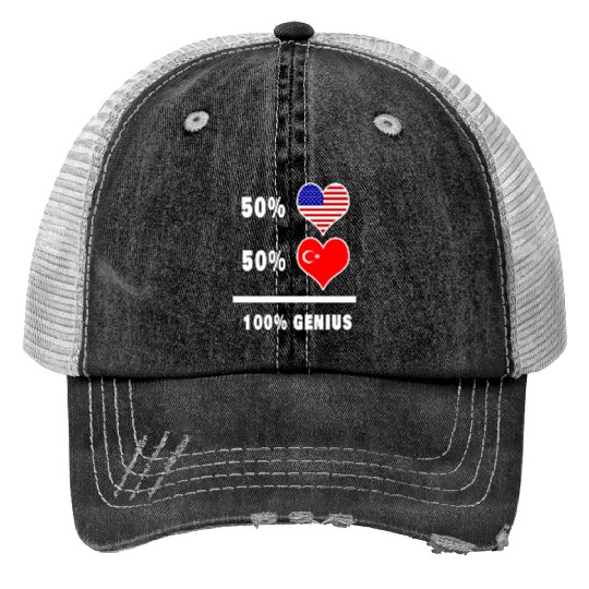 USA and Turkey genius flag design Trucker Hats