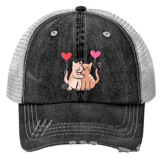 Cat Lover Valentines Day Hearts Day Cupid Love Trucker Hats
