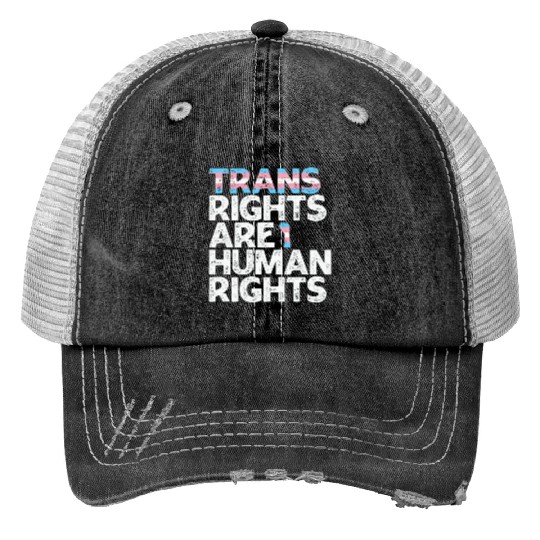 LBGT Flag Gay Pride Trans rights are human rights Trucker Hats