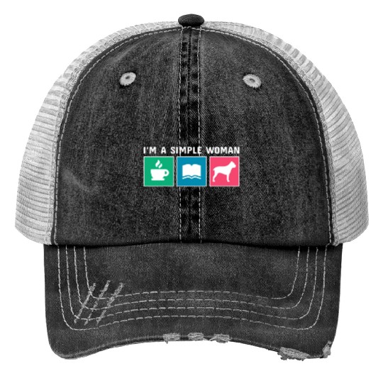 Coffee Books Cane Corso I'm A Simple Woman Trucker Hats