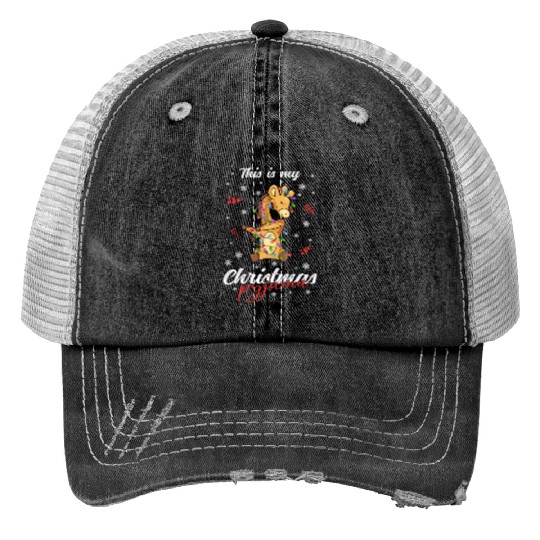 Winter Christmas Pyjama Giraffe Trucker Hats
