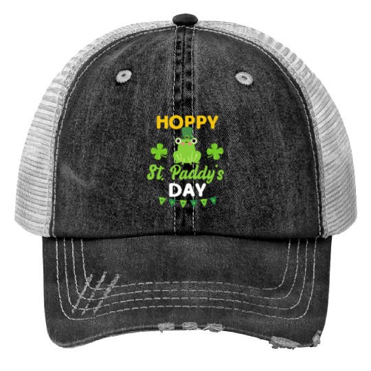 Funny St. Paddy Hoppy St. Paddys Day Frog Trucker Hats
