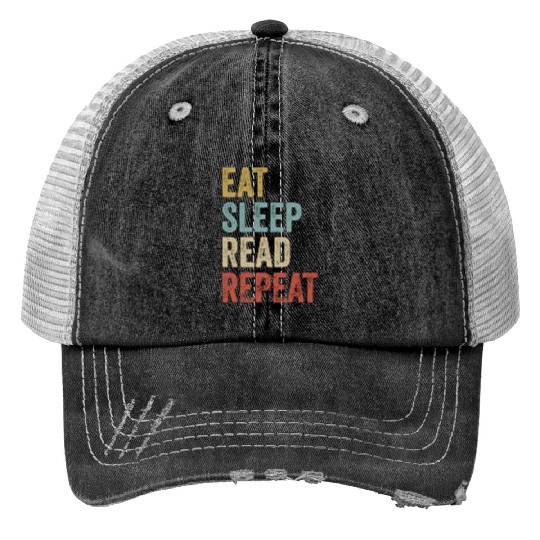 Eat Sleep Read Repeat Book Reader Trucker Hats