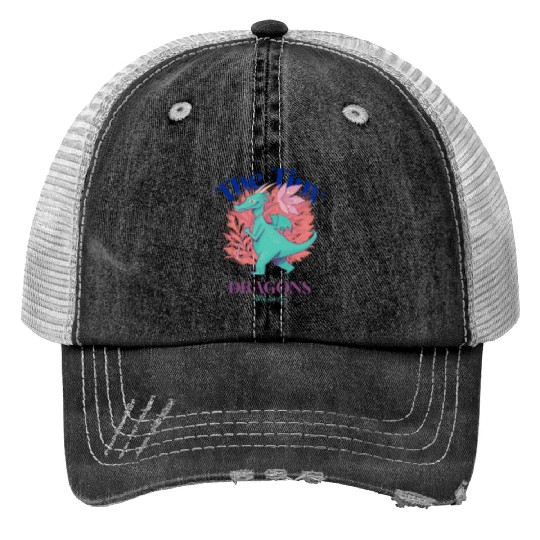 Trucker Hats with a dragon design with wonderful cartoo