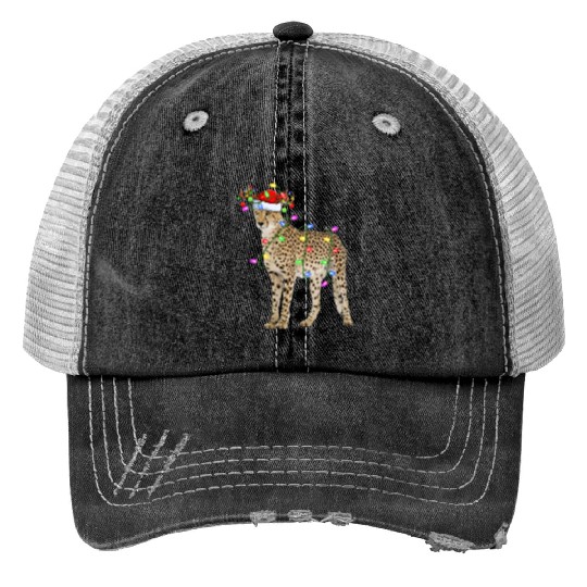 Cheetah Lover Xmas Lighting Santa Cheetah Christma Trucker Hats