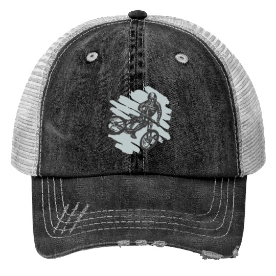 Mountain Bike Biking Down Hill Cyclist Trucker Hats