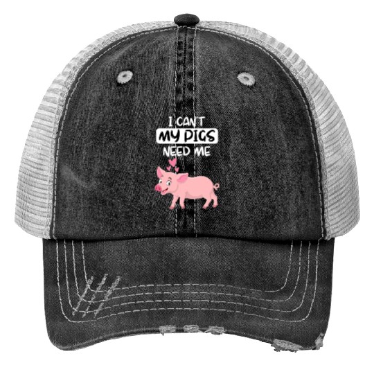 Farm Animal Piglet Farmer Funny Gift Pig Trucker Hats