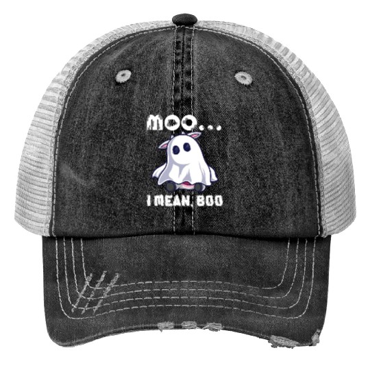 Halloween Moo, I Mean Boo Cow Farming Trucker Hats