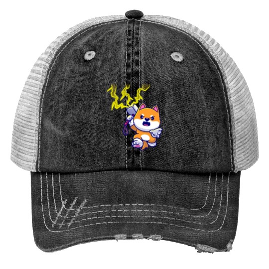 Cute Shiba Inu Dog of lightning Trucker Hats