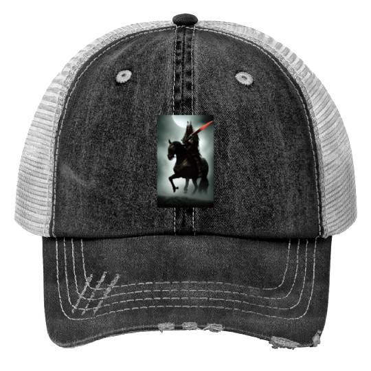 Warrior on the black horse Trucker Hats