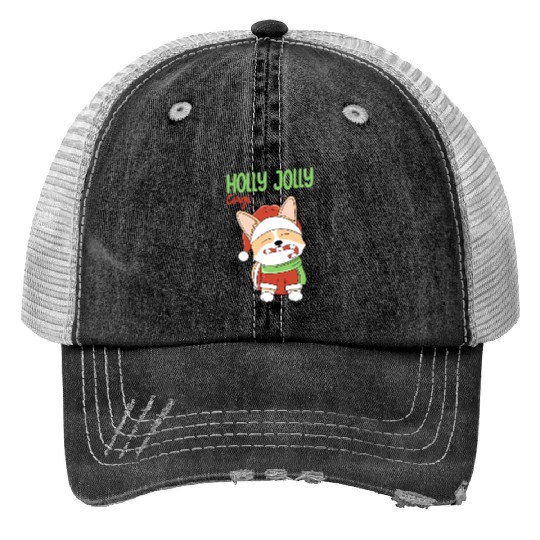 Holly Jolly Corgi Trucker Hats