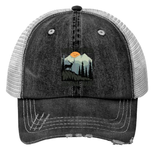 Mount Rainier National Park Mountains Deer Trucker Hats