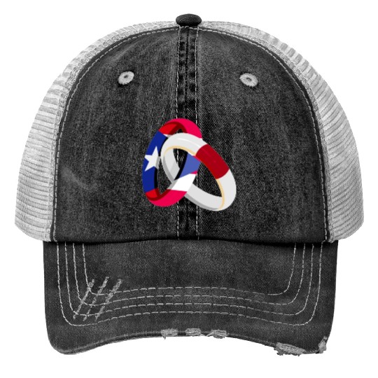 Puerto Rico Flag Japan Grown Ring Marriage Wedding Trucker Hats