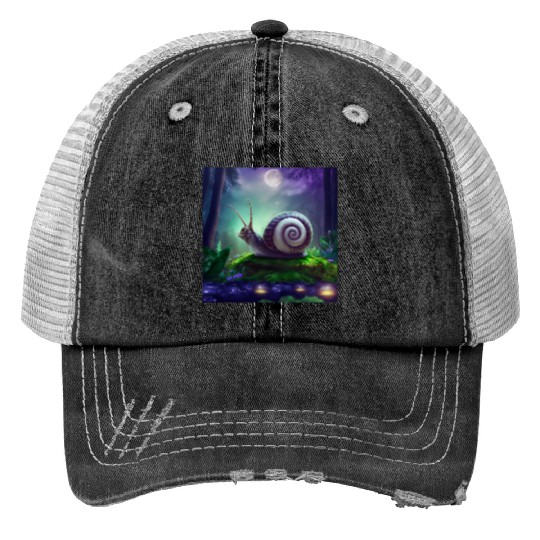 Spiral Moongazing Snail Ombre Aqua Lavender sky Trucker Hats