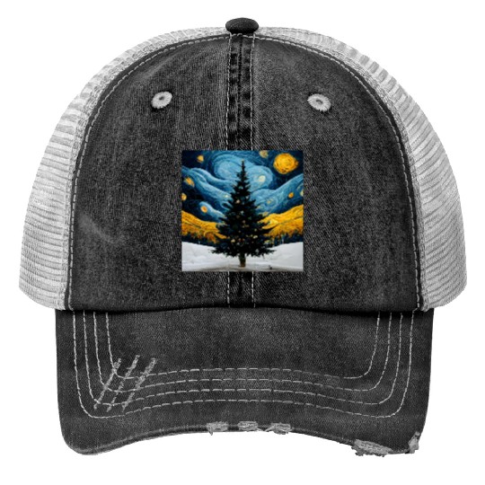 Van Gogh Design Christmas Trucker Hats