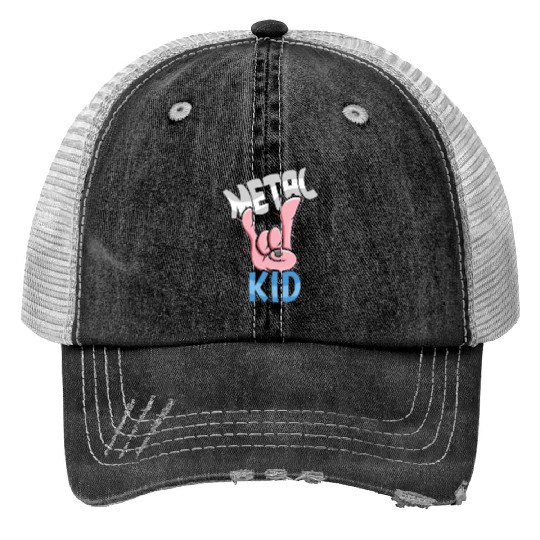 Rock Sign Rock Hand Metal Kid Music Lover Rocker Trucker Hats