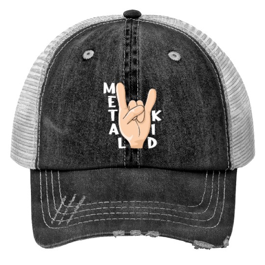 Rocker Rock Sign Rock Hand Metal Kid Music Lover Trucker Hats