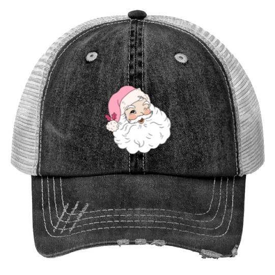 Retro Vintage Pink Santa Claus Trucker Hats