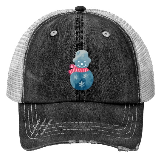 Snowman with pink scarf. Trucker Hats