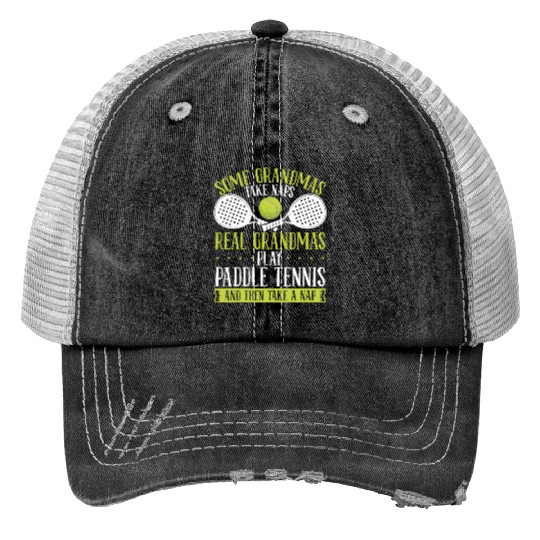 Paddle Tennis Player Match Grandmom Grandma Trucker Hats